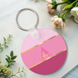 chic, gigantisk modern rosa guld MONOGRAM namn Nyckelring