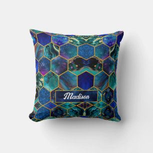 Chic gigfaux Glitter Turquise blue geometric Kudde