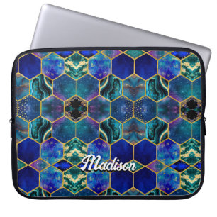 Chic gigfaux Glitter Turquise blue geometric Laptop Fodral