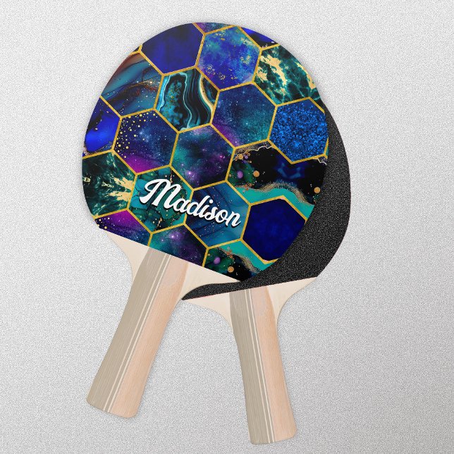 Chic gigfaux Glitter Turquise blue geometric Pingisracket (Skapare uppladdad)
