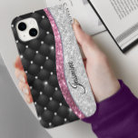 Chic gigfaux Silver glitter svart rosa monogram<br><div class="desc">Söt chic och elegant giftigt faux silver glitter och nosoner som har svart design och skapar en speciell unik snyggt fodral för att skydda din enhet. Vacker, modern och coola täckning för den trendviga och konsthundande höftledaren. Den här snyggtens sofistikerade utformning skulle vara underbar för flickor som har klassi och...</div>