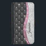 Chic gigfaux Silver glitter svart rosa monogram Plånboksfodral För Samsung Galaxy S5<br><div class="desc">Söt chic och elegant giftigt faux silver glitter och nosoner som har svart design och skapar en speciell unik snyggt fodral för att skydda din enhet. Vacker, modern och coola täckning för den trendviga och konsthundande höftledaren. Den här snyggtens sofistikerade utformning skulle vara underbar för flickor som har klassi och...</div>