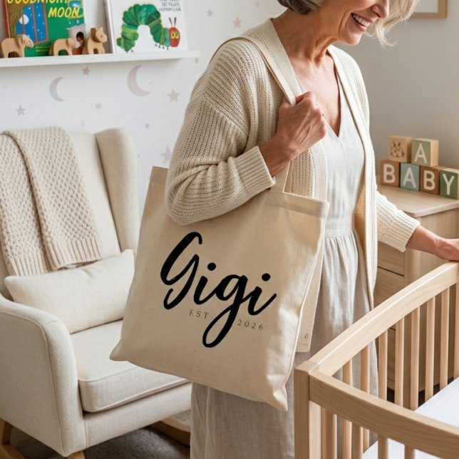 Chic Gigi EST År Vardaglig Minimal Skrift Tygkasse (Skapare uppladdad)