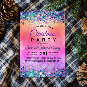 Chic giglidercent encorn glitter christmas inbjudningar