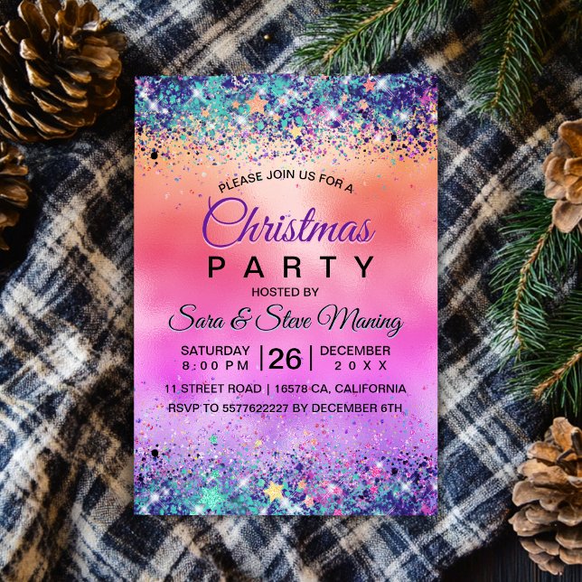 Chic giglidercent encorn glitter christmas inbjudningar (Skapare uppladdad)