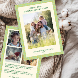 Chic Gingham jul Yellow Anpassningsbar 5 Photo Julkort