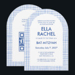 Chic Gingham Modern Custom QR Bat Bar Mitzvah Arch Inbjudningar<br><div class="desc">Perfect card to announce a bat mitzvah, bar mitzvah or other Jewish celebration! Hand made gingham pattern for you! FULLY CUSTOMIZABLE! Click on “Personalize” above to edit the text and add your link to the qr code. Click "edit using design tool" to adjust the fonts, colors and placements and to...</div>