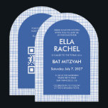 Chic Gingham Modern Custom QR Bat Bar Mitzvah Arch Inbjudningar<br><div class="desc">Perfect card to announce a bat mitzvah, bar mitzvah or other Jewish celebration! Hand made gingham pattern for you! FULLY CUSTOMIZABLE! Click on “Personalize” above to edit the text and add your link to the qr code. Click "edit using design tool" to adjust the fonts, colors and placements and to...</div>