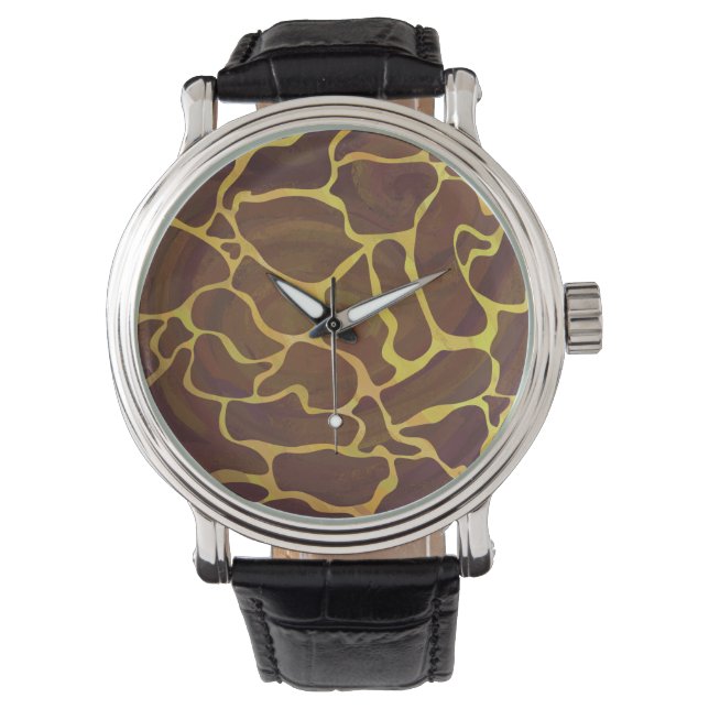 Chic Giraffe Brown och Gult Skriv ut Armbandsur (Framsida)