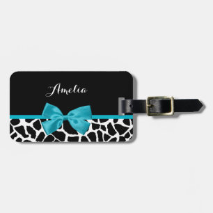 Chic Giraffe Skriv ut Aqua Blue-menyfliksområdet m Bagagebricka