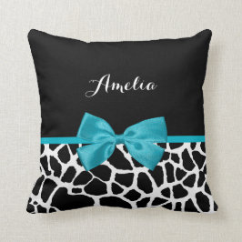 Chic Giraffe Skriv ut Aqua Blue-menyfliksområdet m Kudde