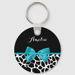 Chic Giraffe skriver ut Aqua Blue-menyfliksområdet Nyckelring