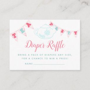 Chic Girl Baby Shower Tea Party Diaper Raffle Tilläggskort