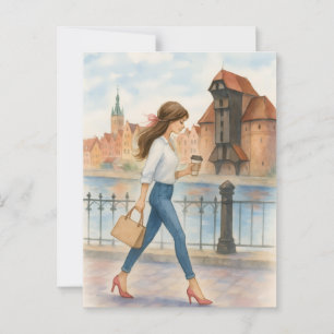 Chic Girl in Gdansk, Polen Vykort