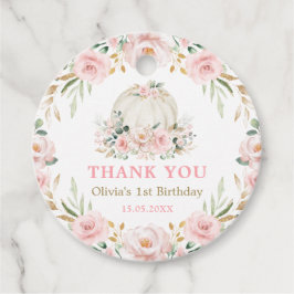 Chic Girl Pumpkin Birthday  Rosa Guld Flowers Gåvor Etiketter