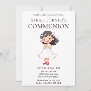 Chic Girls First Communion Inbjudningar