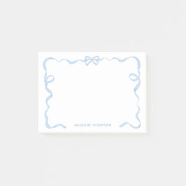 Chic Girly Baby blue Bow Ribbon Ram Post-it Block