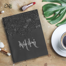 Chic Girly Black Glitter driver monogram med Namn