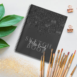 Chic Girly Black Glitter Drives Monogram Sketchboo