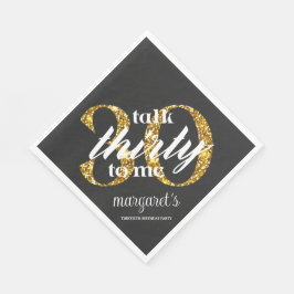 Chic Girly Black Guld Glitter 30års födelsedag Par Pappersservett