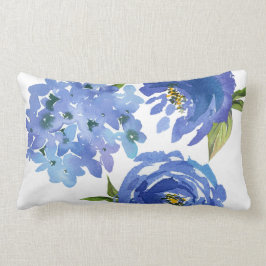 Chic Girly Blue Blommigt Peonies Hydrangeas Lumbarkudde