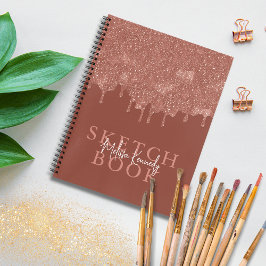Chic Girly Brown Glitter Drips med monogram Sketch