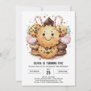 Chic Girly Candyland Cookies Birthday Inbjudningar