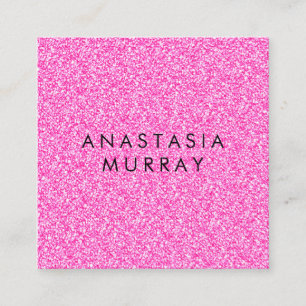 Chic, Girly & Glam Black Shock rosa Glitter Sparkl Fyrkantigt Visitkort