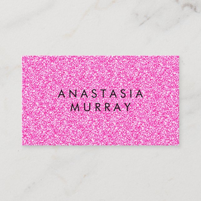 Chic, Girly & Glam Black Shock rosa Glitter Sparkl Visitkort (Framsida)