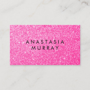 Chic, Girly & Glam Svart Het Rosa Glitter Gnistrar Visitkort