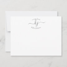 Chic Girly Grått White 2 Monogram Namn Note Card
