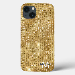 Chic Girly Guld Diamond Glitter Monogram Namn