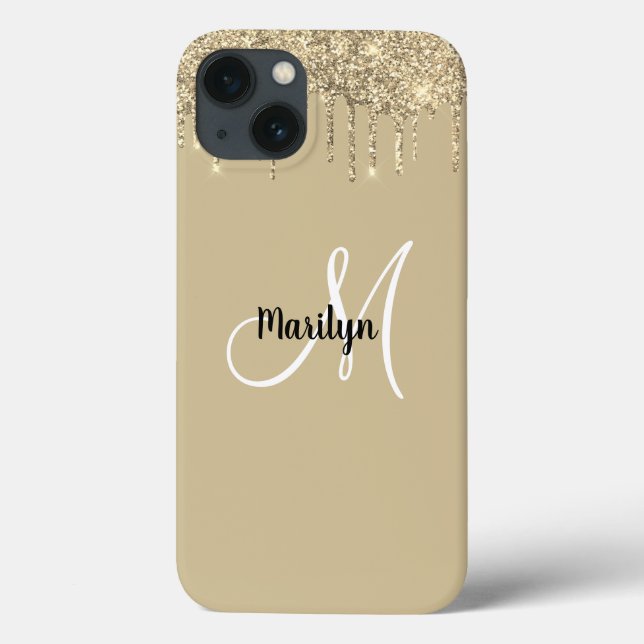 Chic Girly Guld Glitter driver Monogram Namn Desig (Baksida)