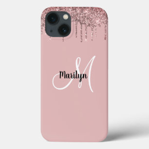 Chic Girly Guld Rosa Glitter Drives Monogram Namn