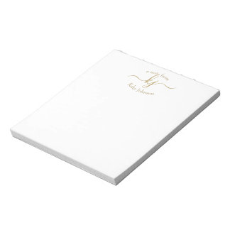Chic Girly Guld White 2 Monogram Initial Anteckningsblock