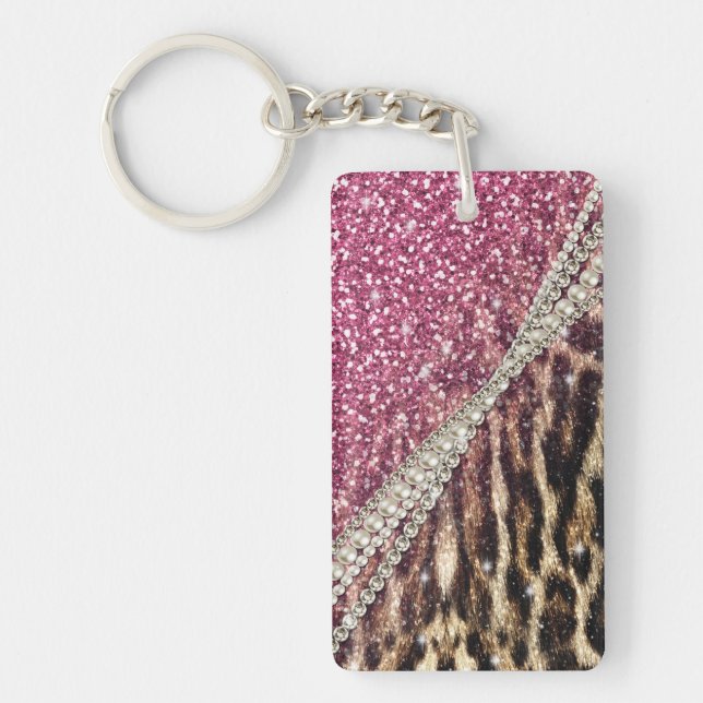 Chic Girly Leopard Skriv ut Rosa Glitter (Framsidan)
