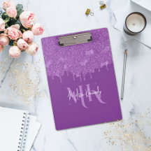 Chic Girly Lila Glitter Drives Monogram & Namn