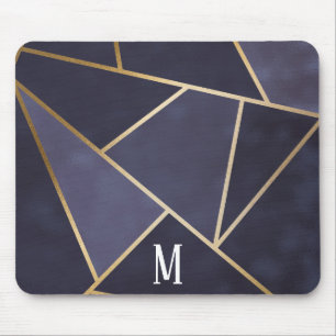 Chic Girly Lila & Guld Abstrakt Monogram Musmatta