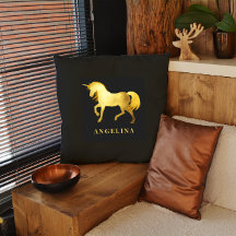 Chic Girly Luxury Black Guld Unicorn Personlig