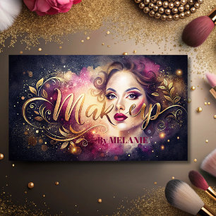 chic girly Makeup Artist rosa Modern Guld-skript Visitkort