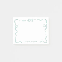 Chic Girly Mint Grönt Bow Ribbon Ram Post-it Block