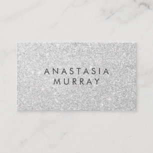 Chic-, Girly- och Glam Grått Silver Glitter-miniat Visitkort