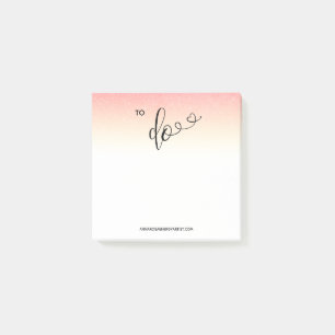 *~* Chic Girly Ombre Peach Glitter TO DO Sticky Post-it Block