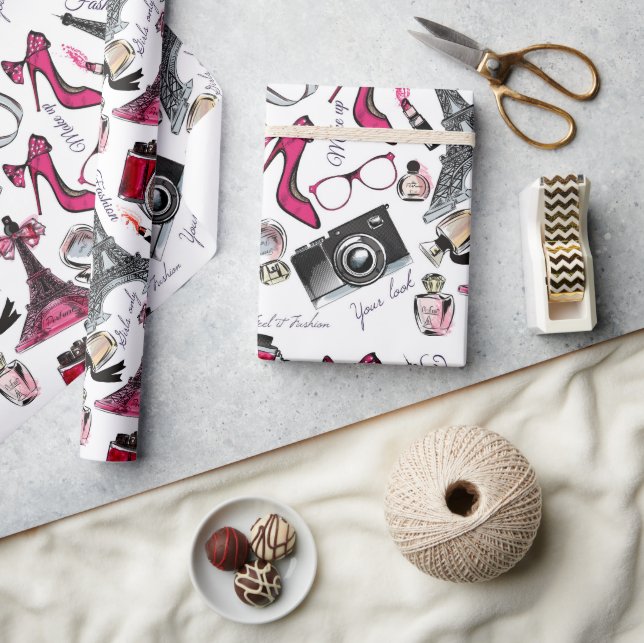 Chic Girly Paris Mode Presentpapper (Hantverk)