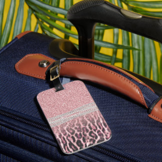 Chic Girly Pink Leopard animal print Glitter Image Bagagebricka