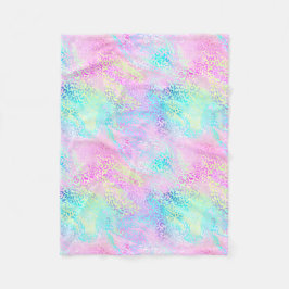 Chic Girly Rainbow Shimmer Leopard Mönster Fleecefilt