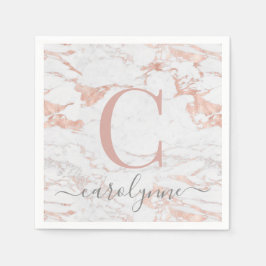 Chic Girly Ro guldolja | Marble Monogram Pappersservett