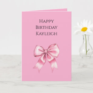 Chic Girly Rosa Bows Birthday Kort