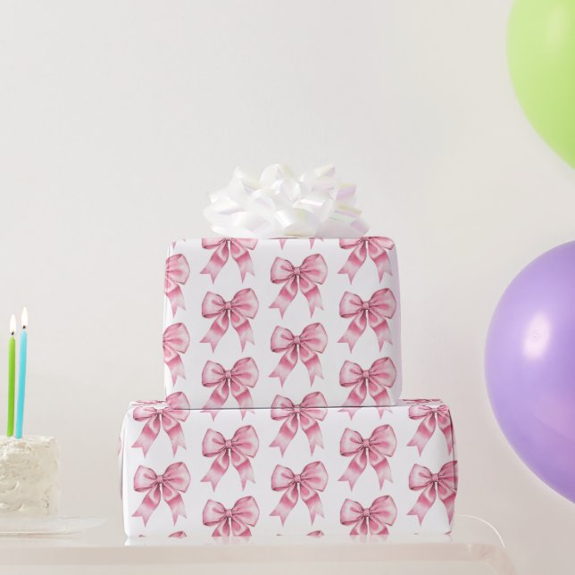 Chic Girly Rosa Bows Birthday Presentpapper (Festgåvor)