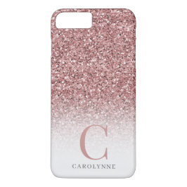 Chic Girly Rosa Glitter Ombre Monogram